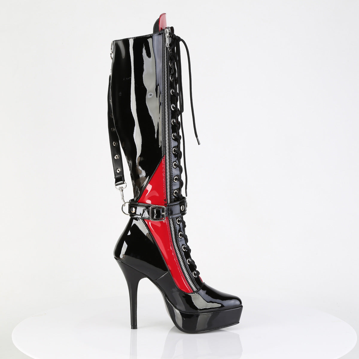 Devious Women's Platforms INDULGE-2028 Blk-Red Pat