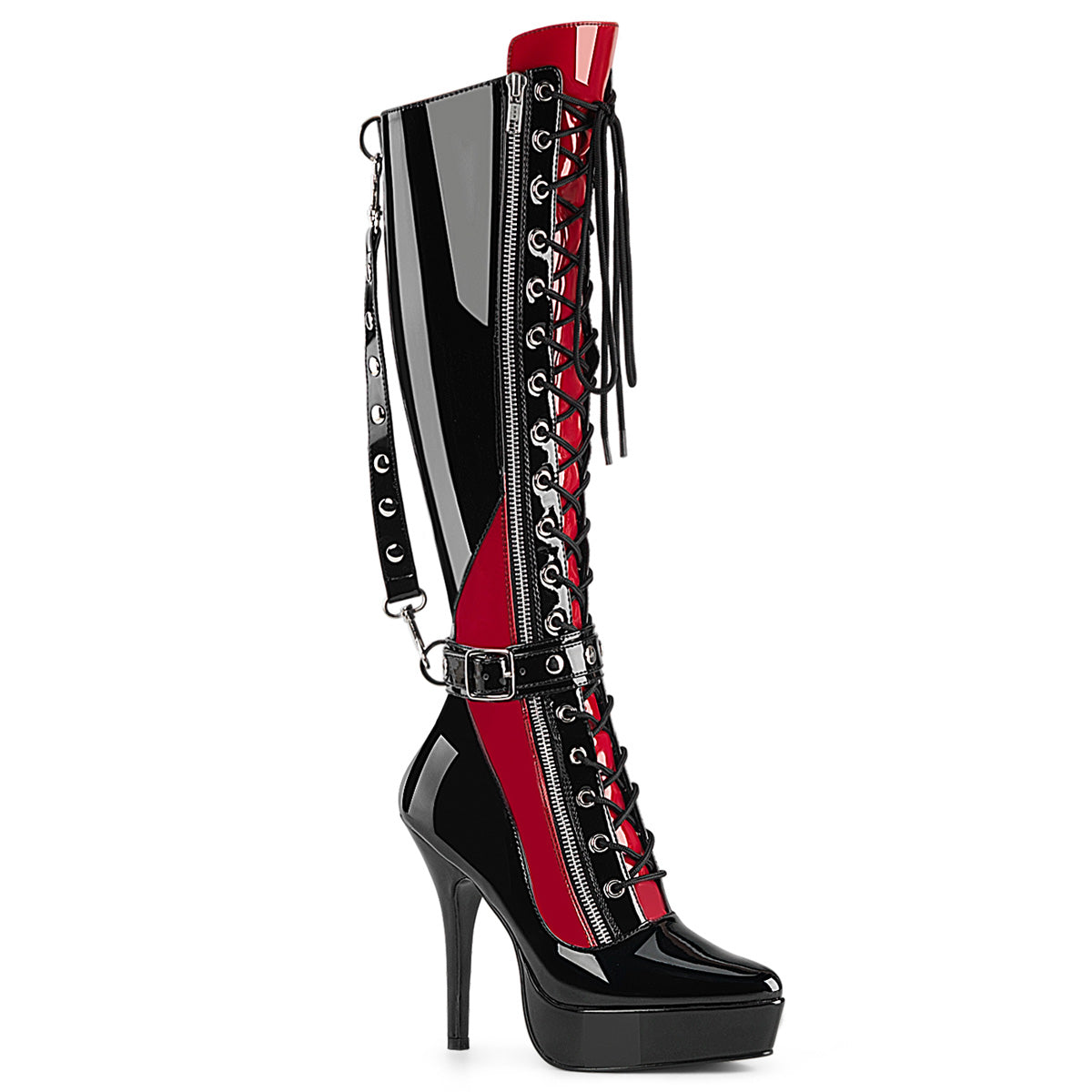 Devious Women's Platforms INDULGE-2028 Blk-Red Pat