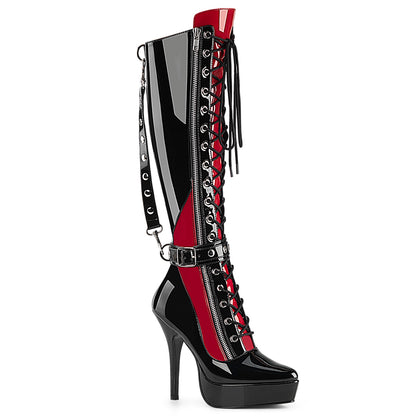 Devious Women's Platforms INDULGE-2028 Blk-Red Pat