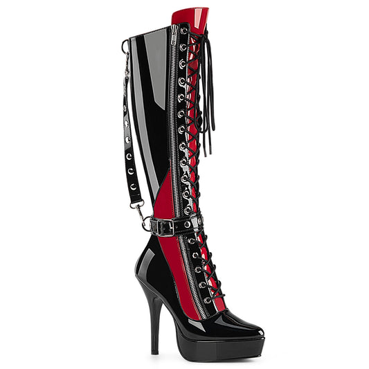 Devious Women's Platforms INDULGE-2028 Blk-Red Pat