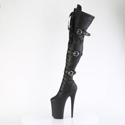 Pleaser   INFINITY-3028 Blk Str Faux Le/Blk Matte