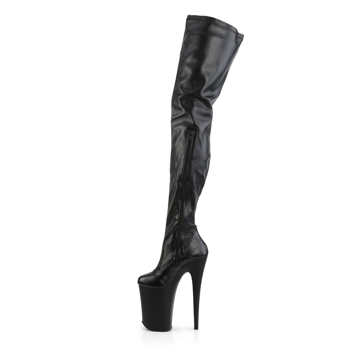 Pleaser Bottes pour femmes INFINITY-4000 BLK STR FAUX CUIR / BLK MATTE