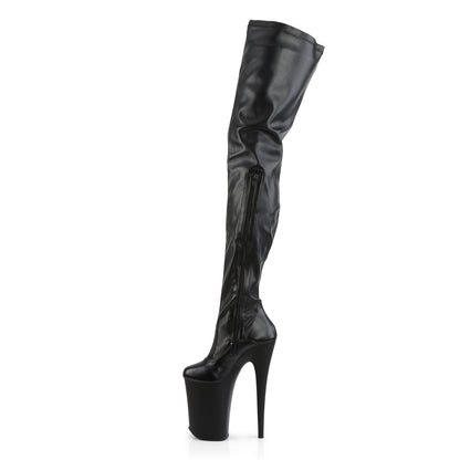 Pleaser Bottes pour femmes INFINITY-4000 BLK STR FAUX CUIR / BLK MATTE