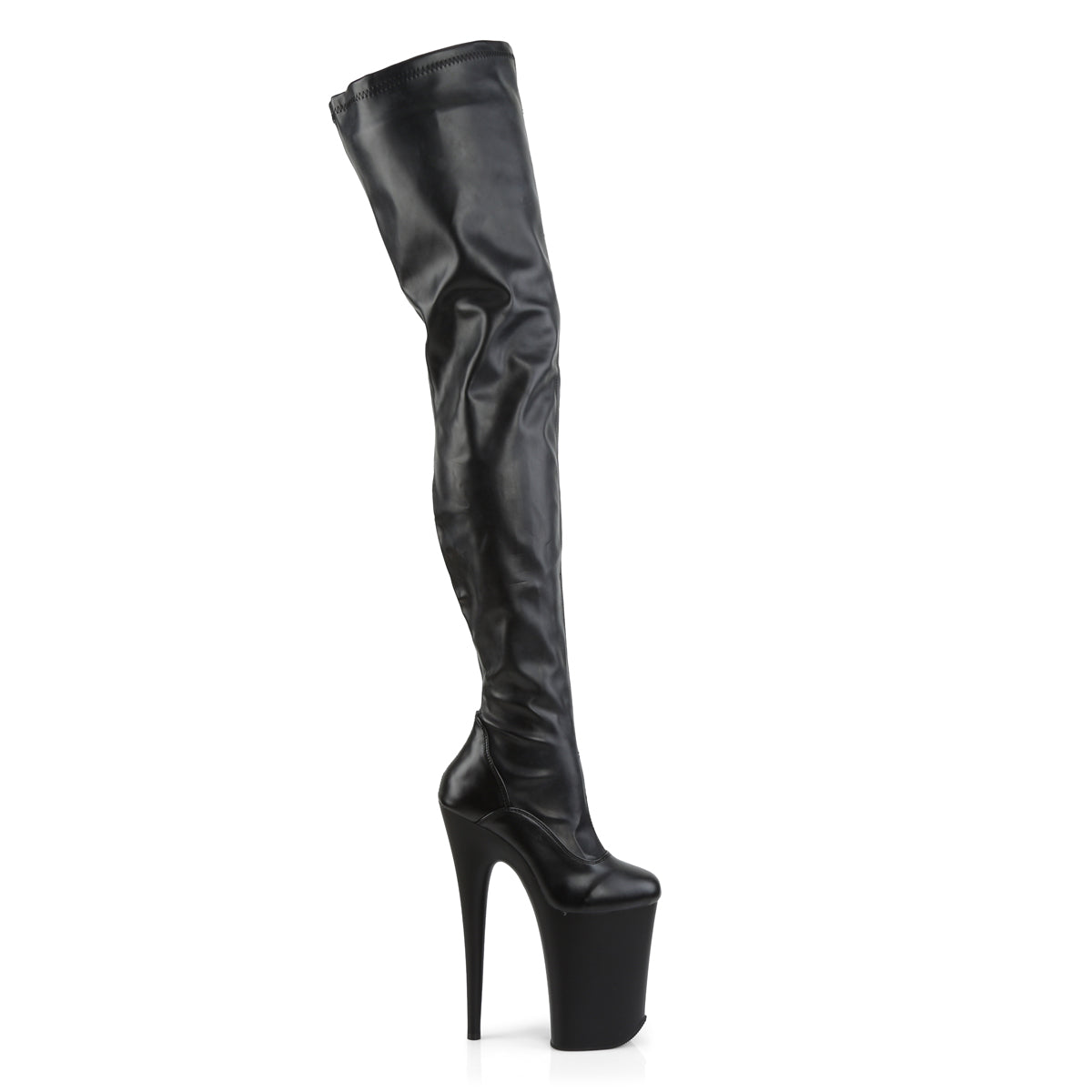 Pleaser Bottes pour femmes INFINITY-4000 BLK STR FAUX CUIR / BLK MATTE