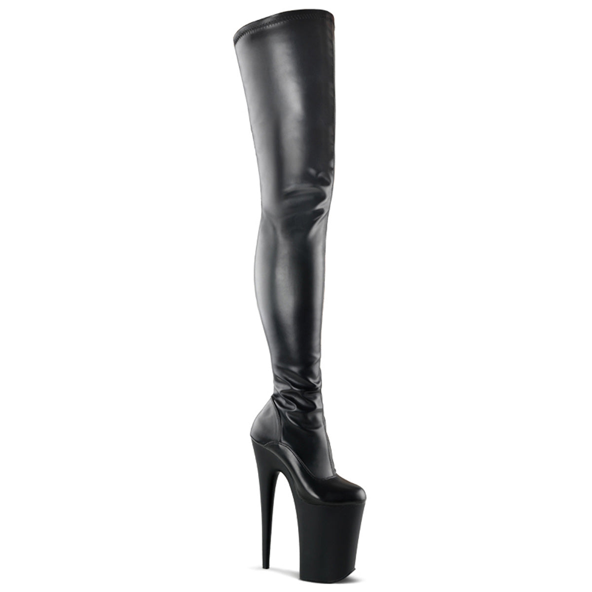 Pleaser Bottes pour femmes INFINITY-4000 BLK STR FAUX CUIR / BLK MATTE