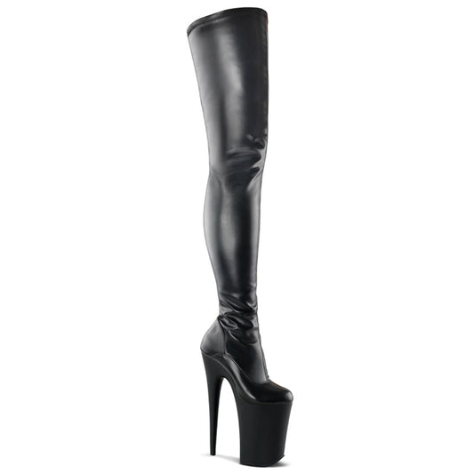 Pleaser Bottes pour femmes INFINITY-4000 BLK STR FAUX CUIR / BLK MATTE