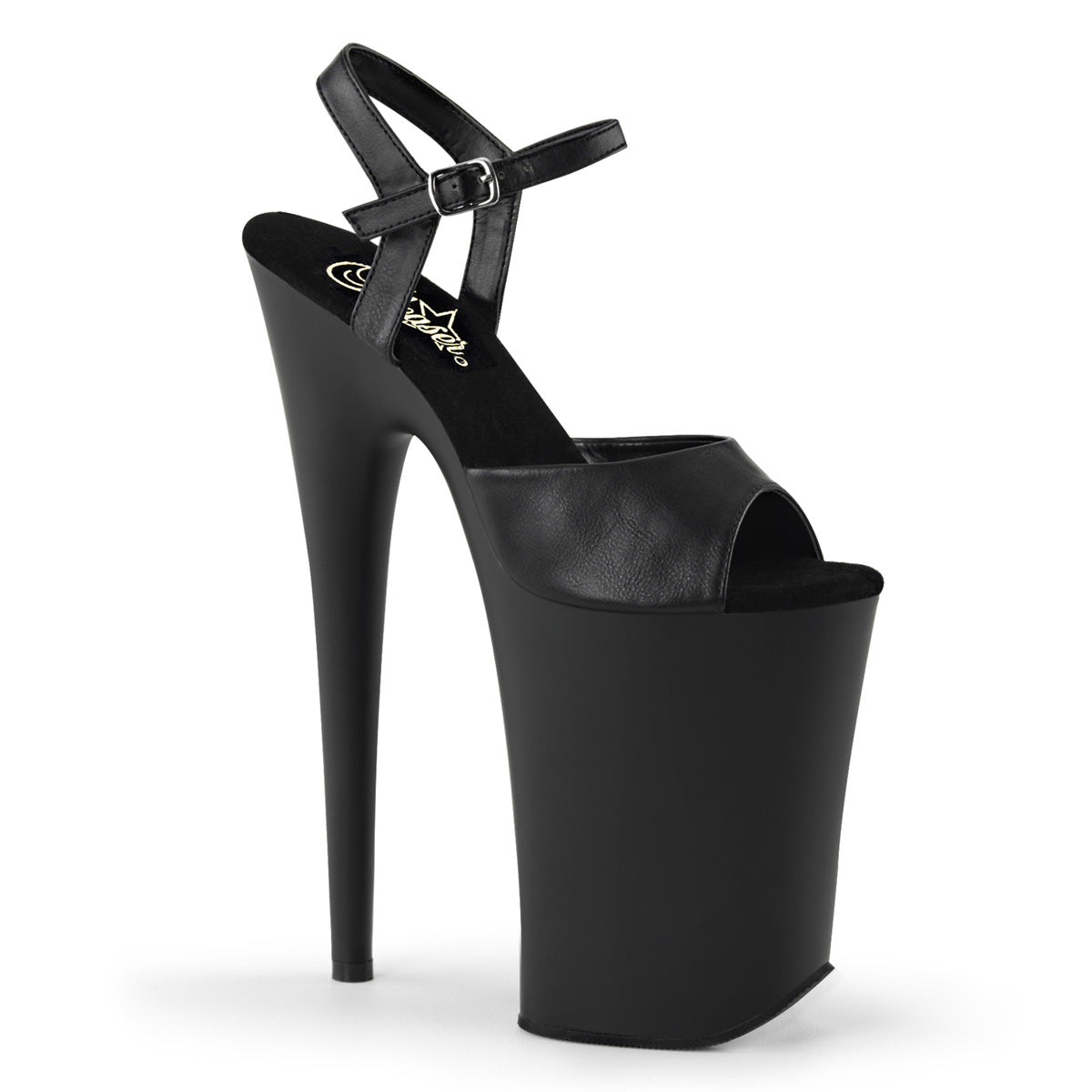 Pleaser Sandales pour femmes INFINITY-909 Blk Faux Cuir / Blk Matte