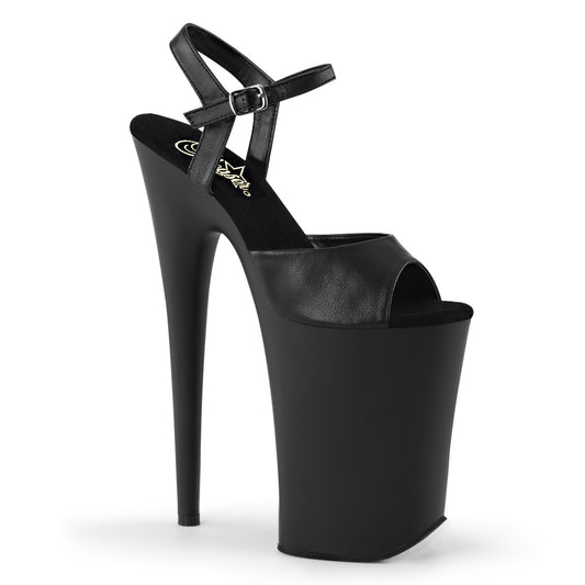 Pleaser Sandales pour femmes INFINITY-909 Blk Faux Cuir / Blk Matte