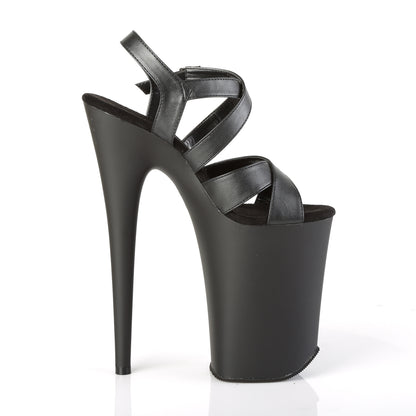 Pleaser Sandales pour femmes INFINITY-997 Blk Faux Cuir / Blk Matte