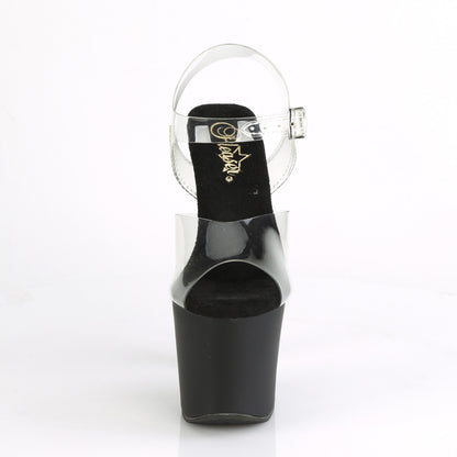 Pleaser Sandales pour femmes IRONGRIP-708 CLR / BLK MATTE-SLV brossé