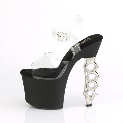 Pleaser Sandales pour femmes IRONGRIP-708 CLR / BLK MATTE-SLV brossé