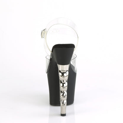 Pleaser Sandales pour femmes IRONGRIP-708 CLR / BLK MATTE-SLV brossé