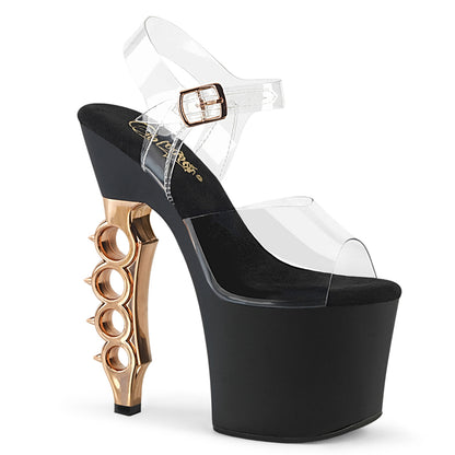 Pleaser Womens Sandals IRONGRIP-708 Clr/Blk Matte-Copper Brushed
