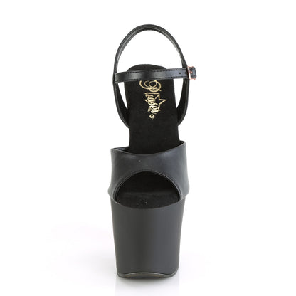 Pleaser Sandales pour femmes IRONGRIP-709 Blk Faux Le./blk Matte-Copper brossé