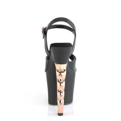 Pleaser Sandales pour femmes IRONGRIP-709 Blk Faux Le./blk Matte-Copper brossé