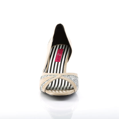 Pleaser Pink Label Pompes pour femmes JENNA-03 Glitter Pat-Silver Cream