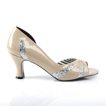 Pleaser Pink Label Pompes pour femmes JENNA-03 Glitter Pat-Silver Cream