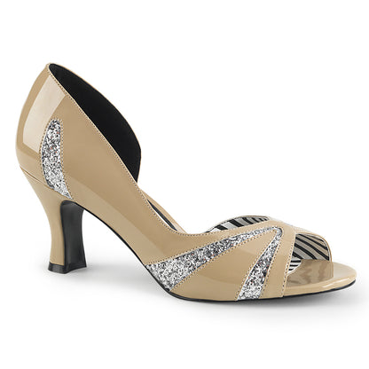Pleaser Pink Label Pompes pour femmes JENNA-03 Glitter Pat-Silver Cream