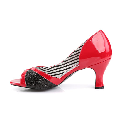 Pleaser Pink Label Pompes pour femmes JENNA-03 Rouge Pat-Blk Glitter