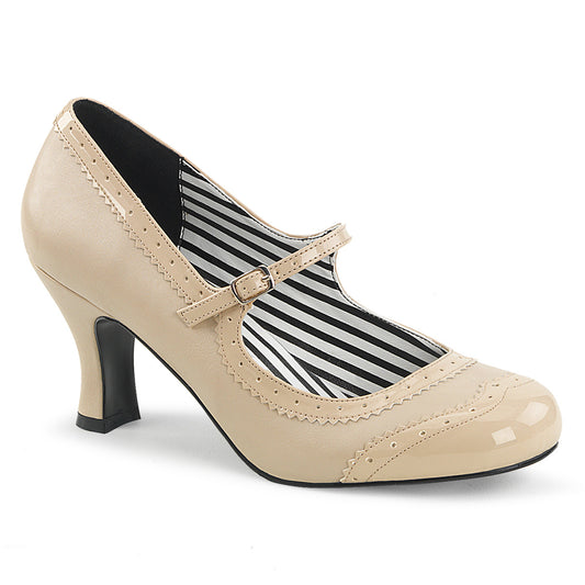 Pleaser Pink Label Womens Pumps JENNA-06 Cream Faux Leather-Pat