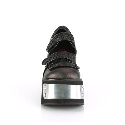 DemoniaCult Pompes pour femmes KERA-13 Cuir végétalien Blk-Pewter