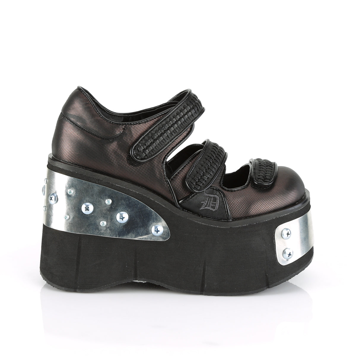 DemoniaCult Pompes pour femmes KERA-13 Cuir végétalien Blk-Pewter