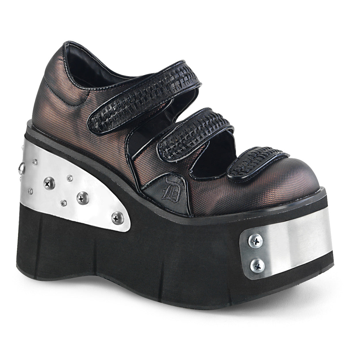 DemoniaCult Pompes pour femmes KERA-13 Cuir végétalien Blk-Pewter