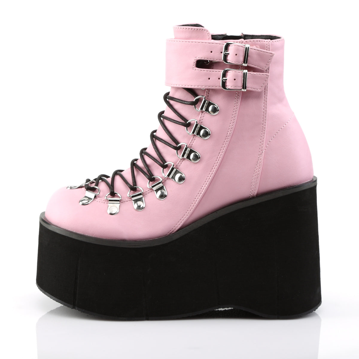 DemoniaCult Bottes de cheville des femmes KERA-21 B. Cuir végétalien rose