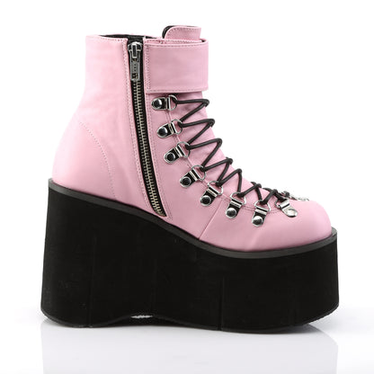 DemoniaCult Bottes de cheville des femmes KERA-21 B. Cuir végétalien rose