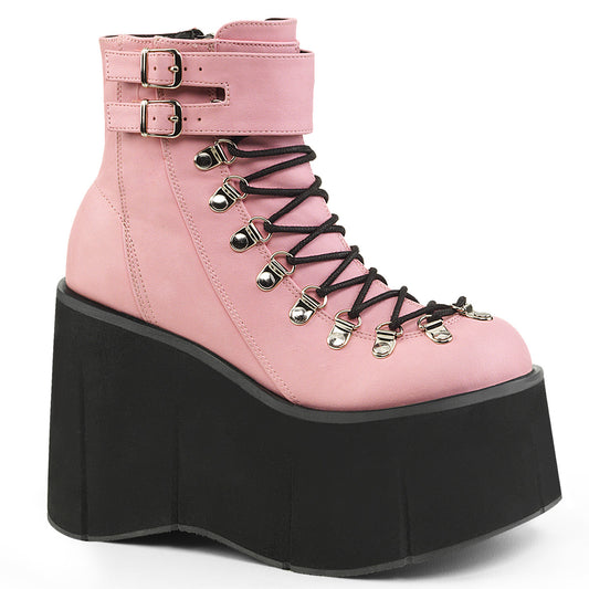 DemoniaCult Bottes de cheville des femmes KERA-21 B. Cuir végétalien rose