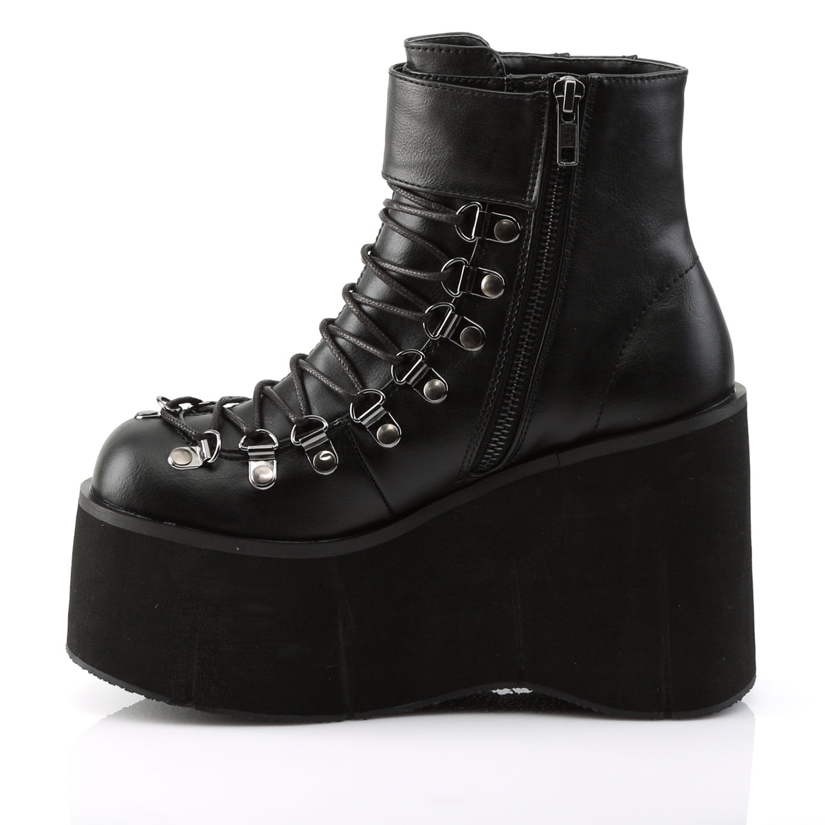 DemoniaCult Bottes de cheville des femmes KERA-21 Cuir végétalien BLK