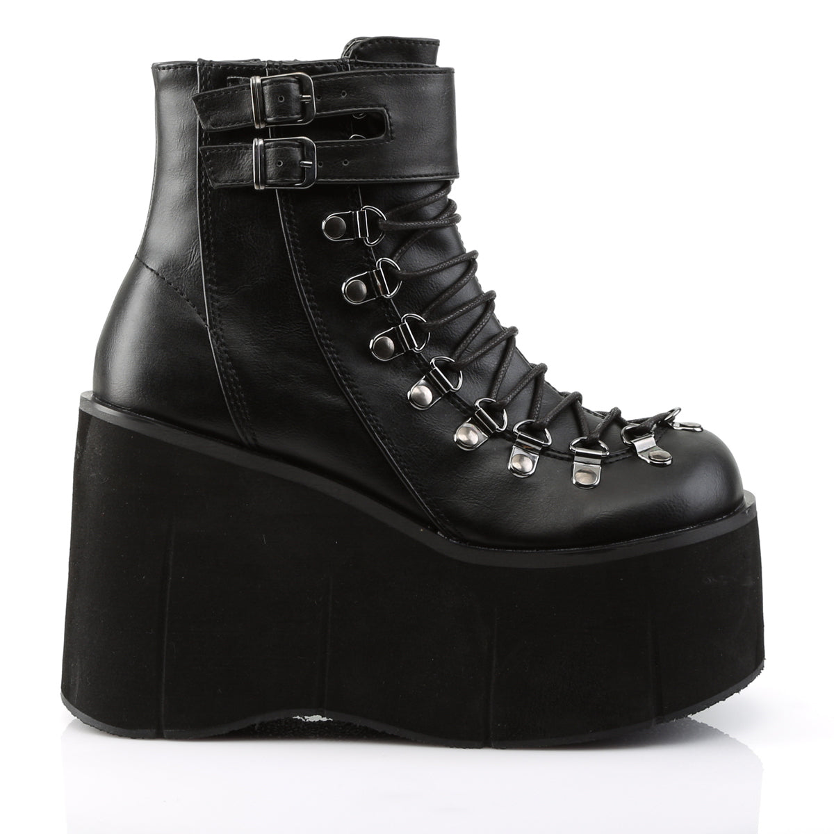DemoniaCult Bottes de cheville des femmes KERA-21 Cuir végétalien BLK