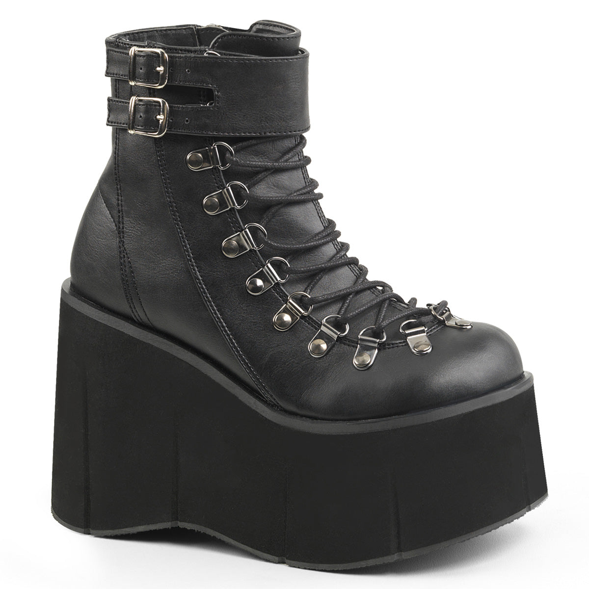 DemoniaCult Bottes de cheville des femmes KERA-21 Cuir végétalien BLK