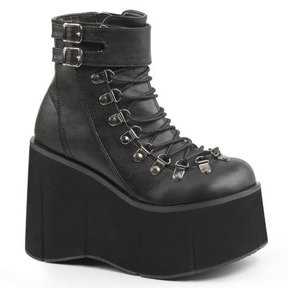 DemoniaCult Bottes de cheville des femmes KERA-21 Cuir végétalien BLK