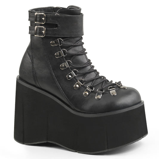 DemoniaCult Bottes de cheville des femmes KERA-21 Cuir végétalien BLK