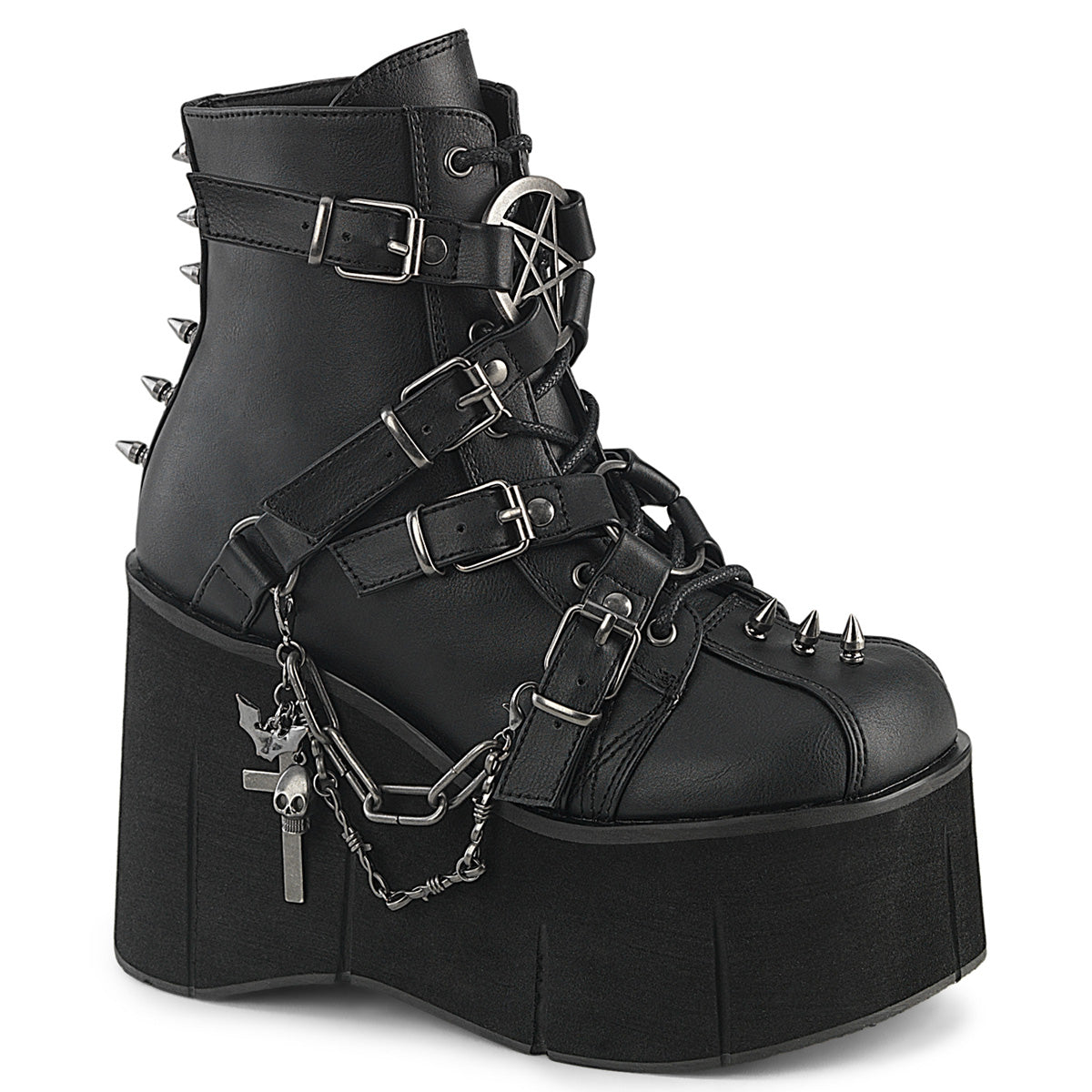 DemoniaCult Women's Ankle Boots KERA-68 Blk Vegan Leather