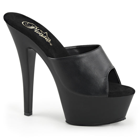 Pleaser Sandales pour femmes KISS-201 BLK FAUX CUIR / BLK MATTE