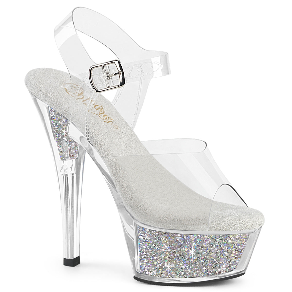 Pleaser Women's Platform Shoes KISS-208RSI Clr/Clr-Slv AB RS