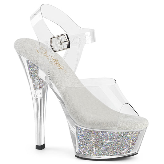 Pleaser Women's Platform Shoes KISS-208RSI Clr/Clr-Slv AB RS