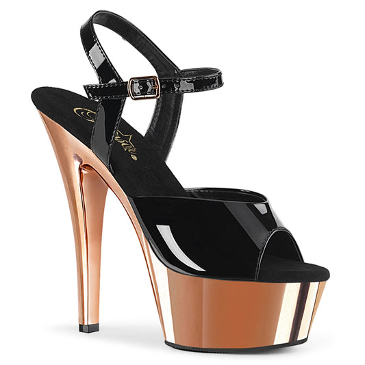 Pleaser Sandales pour femmes KISS-209 blk pat / rose or chrome