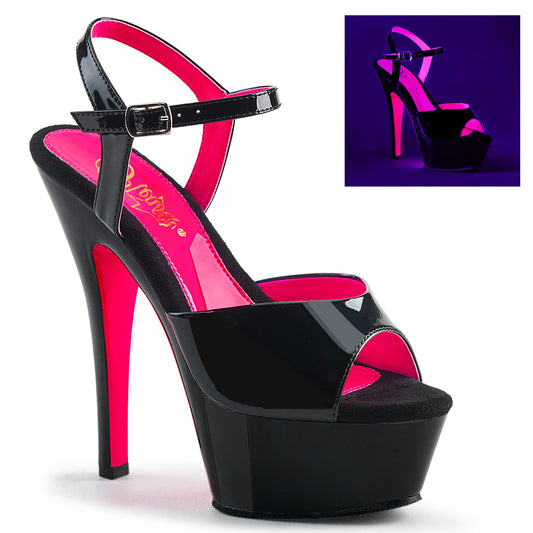 Pleaser Sandales pour femmes KISS-209tt blk pat / blk-néon H. rose