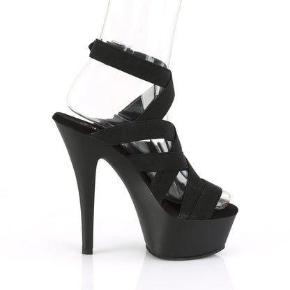 Pleaser Sandales pour femmes KISS-241 BLK BANDE ELASTIQUE / BLK MATTE