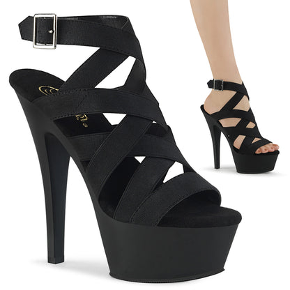Pleaser Sandales pour femmes KISS-241 BLK BANDE ELASTIQUE / BLK MATTE