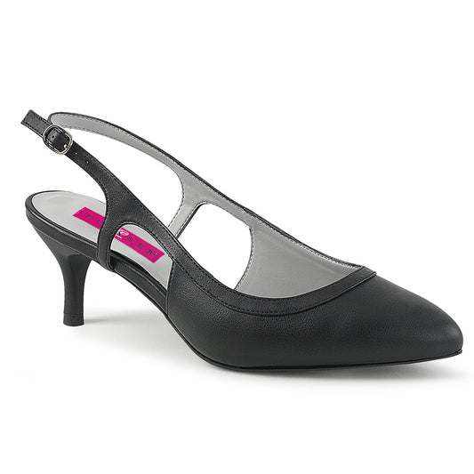 Pleaser Pink Label Womens Pumps KITTEN-02 Blk Faux Leather