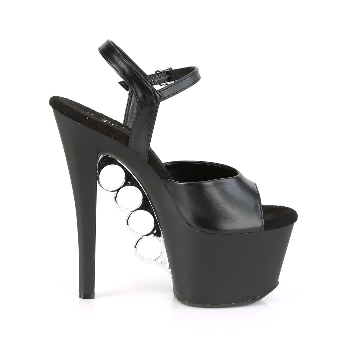 Pleaser Womens Sandals KNUCKS-709 Blk Faux Leather/Blk Matte