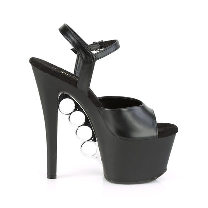 Pleaser Womens Sandals KNUCKS-709 Blk Faux Leather/Blk Matte
