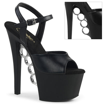 Pleaser Womens Sandals KNUCKS-709 Blk Faux Leather/Blk Matte