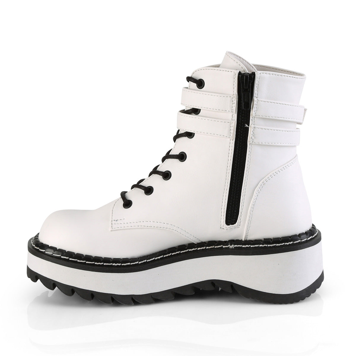 DemoniaCult Womens Ankle Boots LILITH-152 Wht Vegan Leather