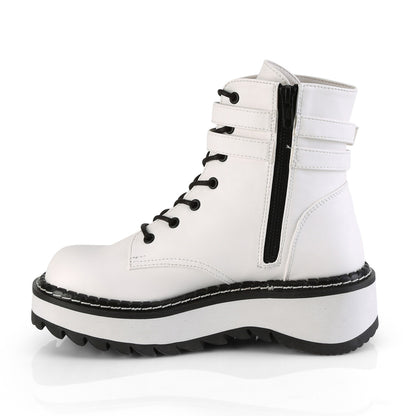 DemoniaCult Womens Ankle Boots LILITH-152 Wht Vegan Leather
