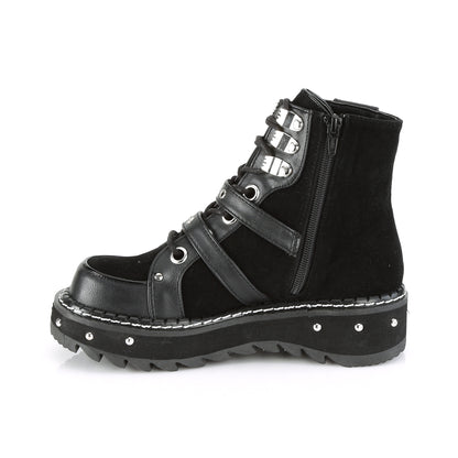 DemoniaCult Womens Ankle Boots LILITH-278 Blk Vegan Leather-Vegan Suede